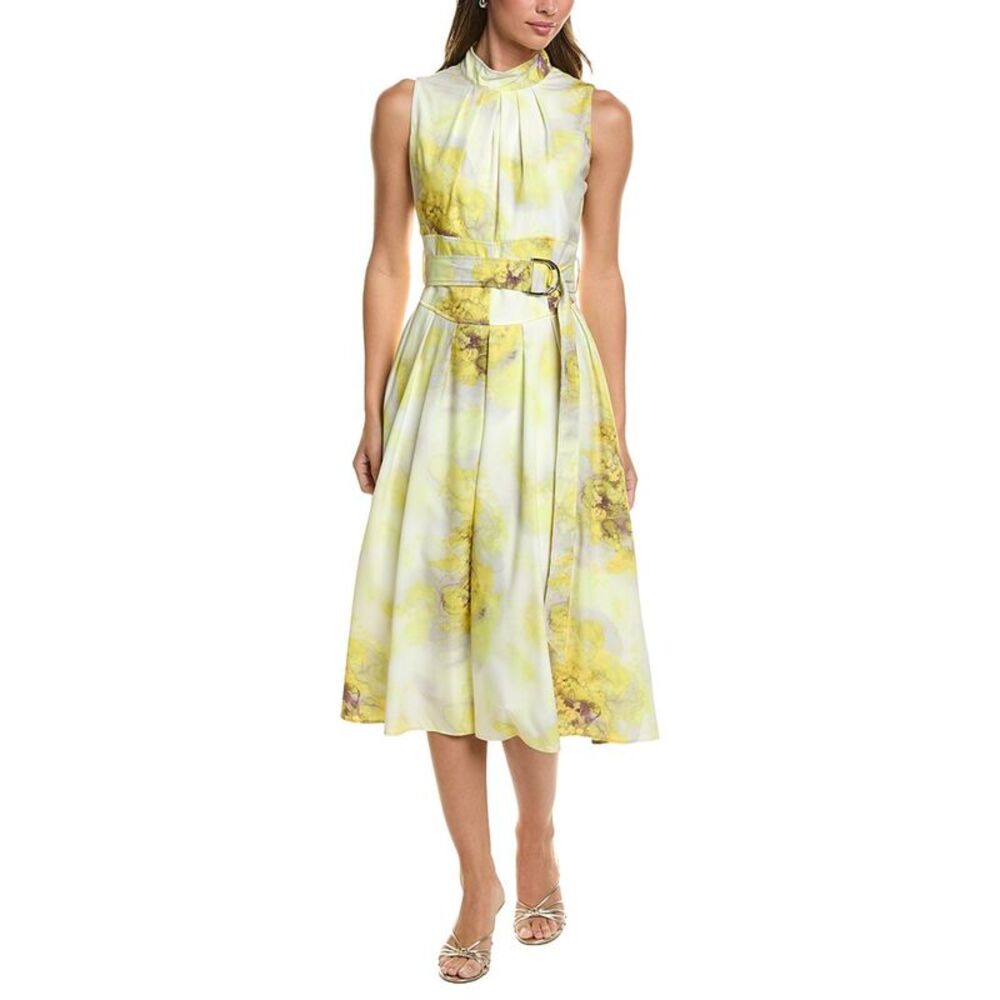 Gracia Womens A-Line Midi Dress, Yellow